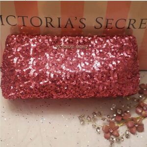 NWT VS Pink Sequin Large Clutch